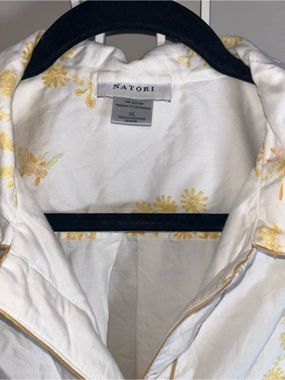 Natori Toile 100% Cotton Sateen Pajama Set White and Yellow - Picture 9 of 13